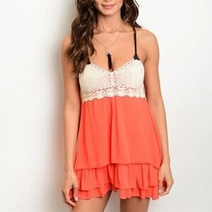 🖤 2/$20 Parvenue Orange Crochet Dress